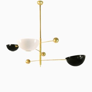Counterweight Chandelier in Brass with Rotating Arms