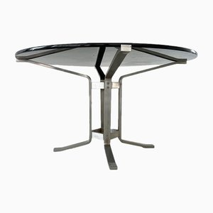 Vintage Italian Space Age Formanova Table in Steel and Smoked Glass by Giulio Moscatelli
