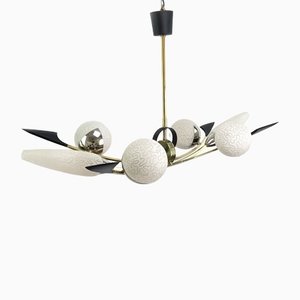 Mid-Century Brass and Glass Ceiling Lamps from Arlus