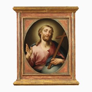 Italienisches Gemälde von Christus, 18. Jh., Öl auf Leinwand, gerahmt
