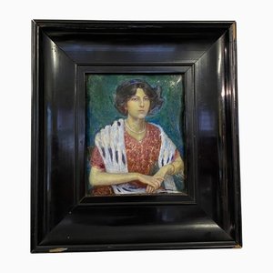 George Harcourt Sephton, Portrait of a Lady, Enamel on Copper, Framed