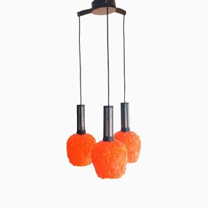 Lámpara colgante en cascada Lucitie italiana en naranja, años 60