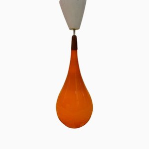 Suspension en Verre Orange par Holmegaard, Danemark, 1960s