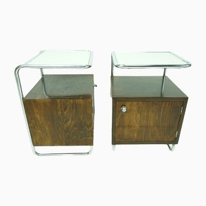 Bauhaus Bedside Tables with Steel Tube by Rudolf Vichr, Set of 2