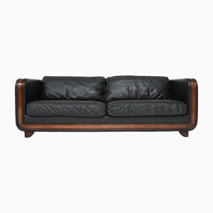 New York Burlwood & Leather Sofa by Alberto Nieri for Galleria Nieri, 1980s