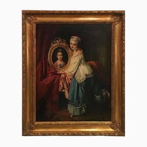 Angelo Granati, The Beautiful Frame, Oil on Canvas, Framed