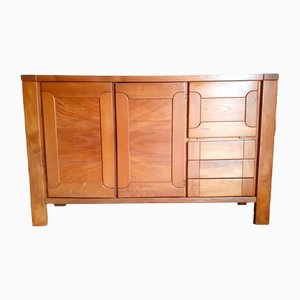 Vintage Solid Elm Highboard in the Style of Maison Regain, 1970s