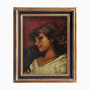 Angelo Granati, Neapolitan School, Country Girl, Italy, 2005, Oil on Canvas, Framed