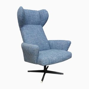Blue Highback Swivel Chair, 1960s