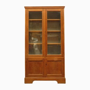 Vintage Lockable Display Cabinet in Glazed Oak with Adjustable Shelves