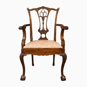 Antique Victorian Chippendale Revival Armchair, Set of 4