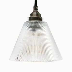 Lampe à Suspension Industrielle Vintage en Verre Transparent de Holophane