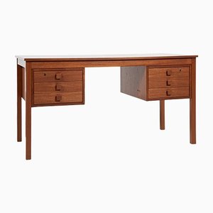 Mid-Century Danish Compact Desk in Teak with 6 Drawers, 1960s