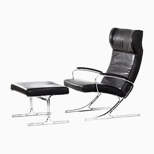 Set of Berlin Lounge Chair with Footstool by Meinhard Gerkan for Walter Knoll, 1970s