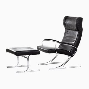 Berlin Lounge Chair with Footstool by Meinhard Gerkan for Walter Knoll, 1970s, Set of 2