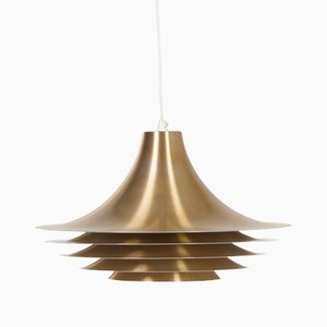 Gold Coloured Danish Hanging Lamp with 5 Layers, 1970s