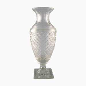 Art Deco French Clear Crystal Glass Vase, 1930s