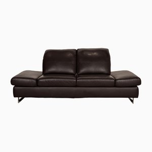 Leather 2-Seat Sofa in Dark Brown from Global Wohnen