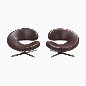 Armchairs in Brown Leather by Manzoni & Tapinassi for Roche Bobois, Set of 2