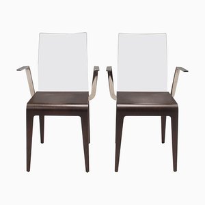 Origami Wooden Carved Dining Chairs for Roche Bobois, Set of 2