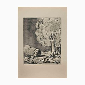 Georges-Henri Tribout, Landscape With Trees, Original Etching, 1930s