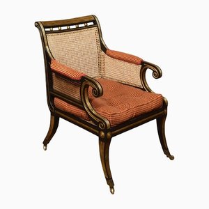 Regency Style Ebony and Gilded Armchair