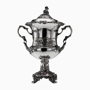 Antiker viktorianischer Monumental Pokal & Deckel aus massivem Silber, Angell C1848, 19. Jh