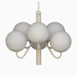 White Chandelier with 6 Globes from Kaiser