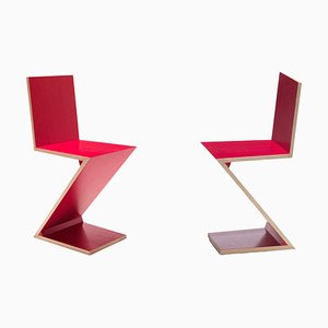 Zig Zag Stühle von Gerrit Thomas Rietveld für Cassina, 2er Set