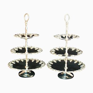 Vintage 20th Century Silver-Plated Tiered Cake or Biscuit Stands, Set of 2