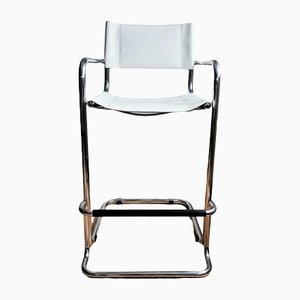 Mid-Century Modern Italian Chair in Leather and Chrome by Mart Stam