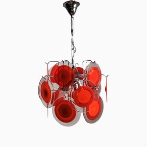 Vintage Italian Space Age Disk Chandelier in Murano Glass, 1960s