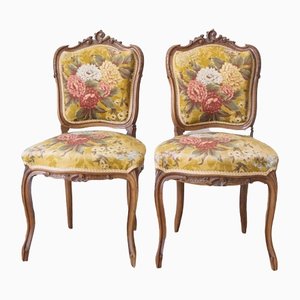 French Carved & Tufted Chairs, Set of 2