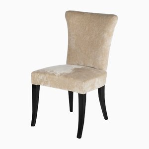Italian Ecru Fabric Finger Chair with Black Legs from VGnewtrend