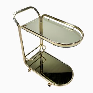 Hollywood Regency Bar Trolley with Brass and Smoked Glass, 1970s