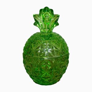 Mid-Century Green Pineapple-Shaped Sugar Bowl or Candy Dish