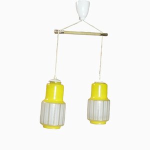 Pendant Lamp with Yellow Glass Domes, 1950s