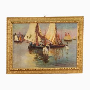 Seascape Painting, 1926, Oil on Canvas, Framed