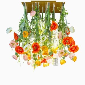 Murano Glass & Artificial Poppy Flower Power Ceiling Lamp from VGnewtrend