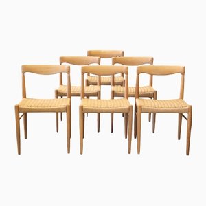 Stühle aus Eiche und Papierkordel von HW Klein für Bramin, 6er Set