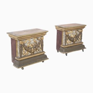 Antique Side Tables in Lacquered Wood, Set of 2