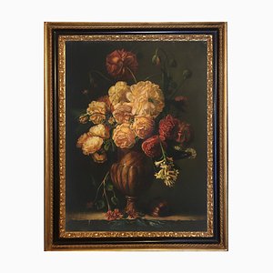 Maximilian Ciccone, Nature Morte de Fleurs, Italie, Huile sur Toile, Encadrée