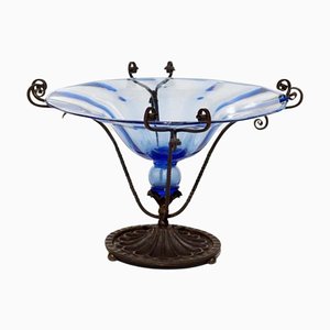 Vase Art Nouveau en Verre de Murano Bleu par Cappellin Bellotto, 1900s