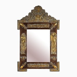 Louis XIV Style Wood and Brass Mirror, Late 19th Century