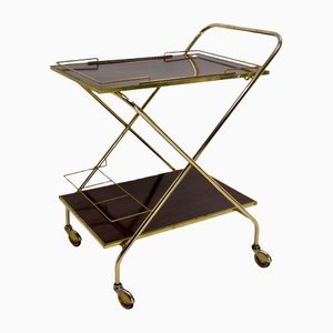 Mid-Century Bar Cart in Brass and Wood