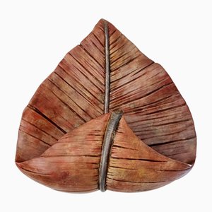Mid-Century Palmenblatt Wandleuchte aus Keramik