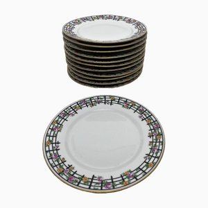 Porcelain Plates Art Deco Chabrol and Poirier, Set of 12