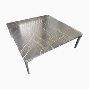 Tavolino da caffè vintage modernista in marmo e acciaio per Rolf Benz