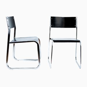 Mid-Century Chairs in Chrome-Plating with Steel Tube, Set of 2