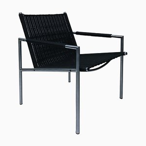 SZ01 Easy Chair in Black Artificial Cane by Martin Visser